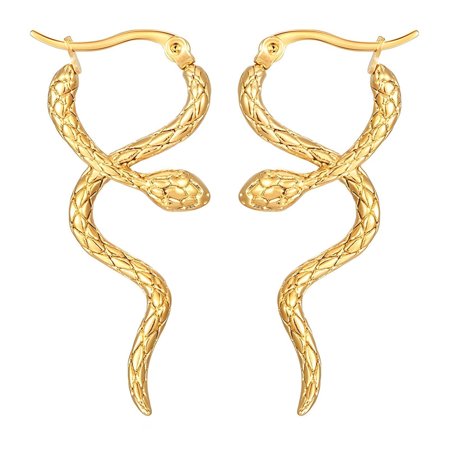 18K gold plated Stainless steel "Snakes" earrings - zemarajewelry