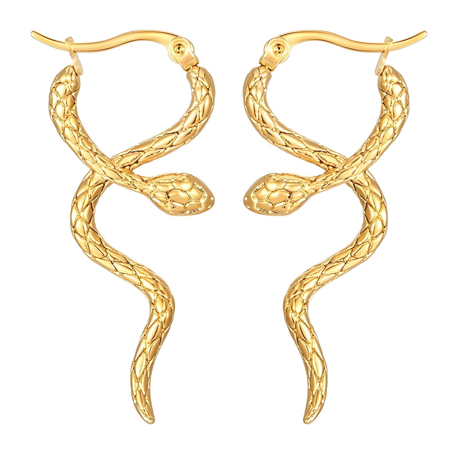 18K gold plated Stainless steel "Snakes" earrings - zemarajewelry