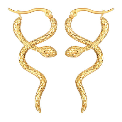 18K gold plated Stainless steel "Snakes" earrings - zemarajewelry