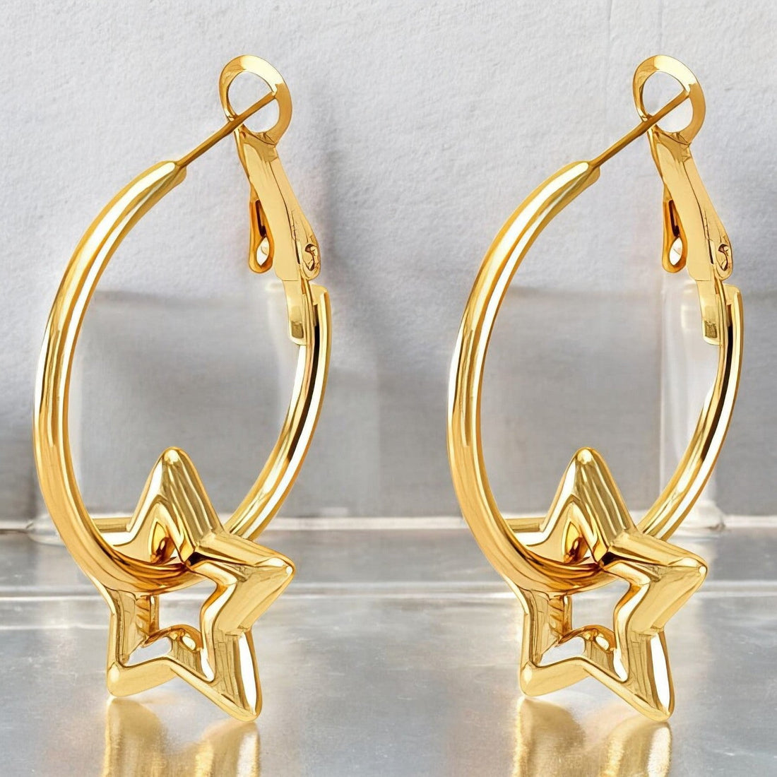 18K gold plated Stainless steel "Stars" earrings - zemarajewelry