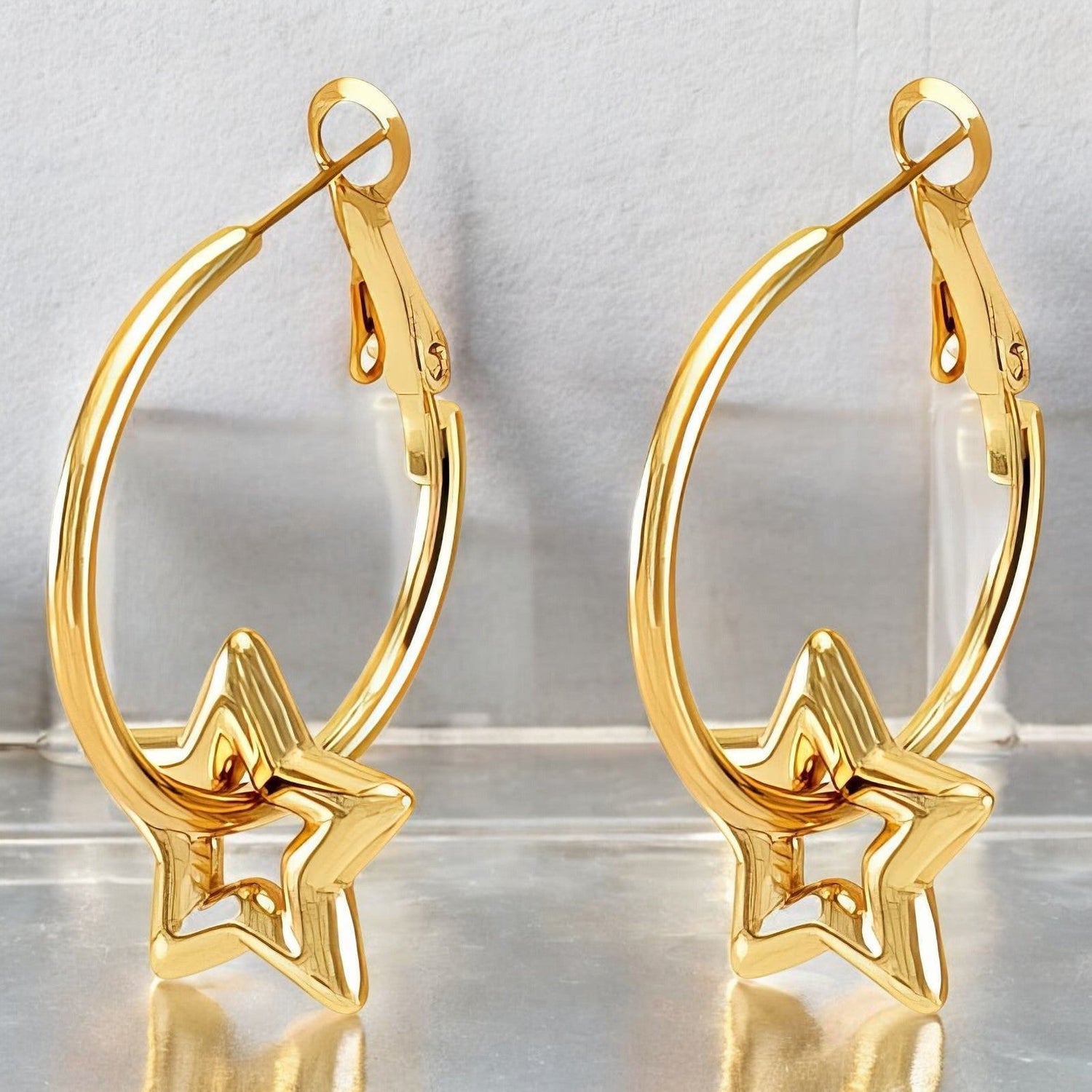 18K gold plated Stainless steel "Stars" earrings - zemarajewelry