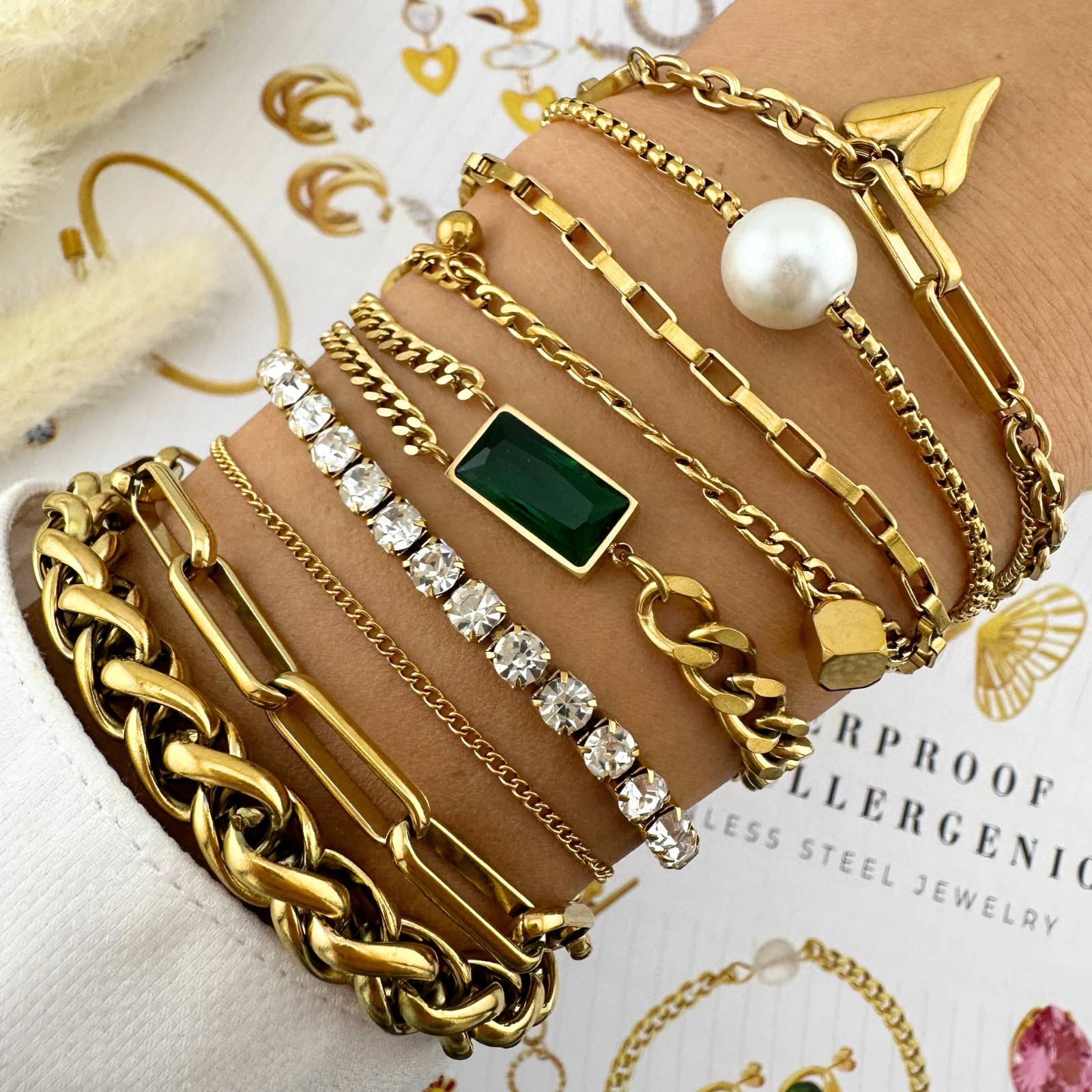 18K gold plated Stainless steel "Tennis" bracelet, Intensity - zemarajewelry