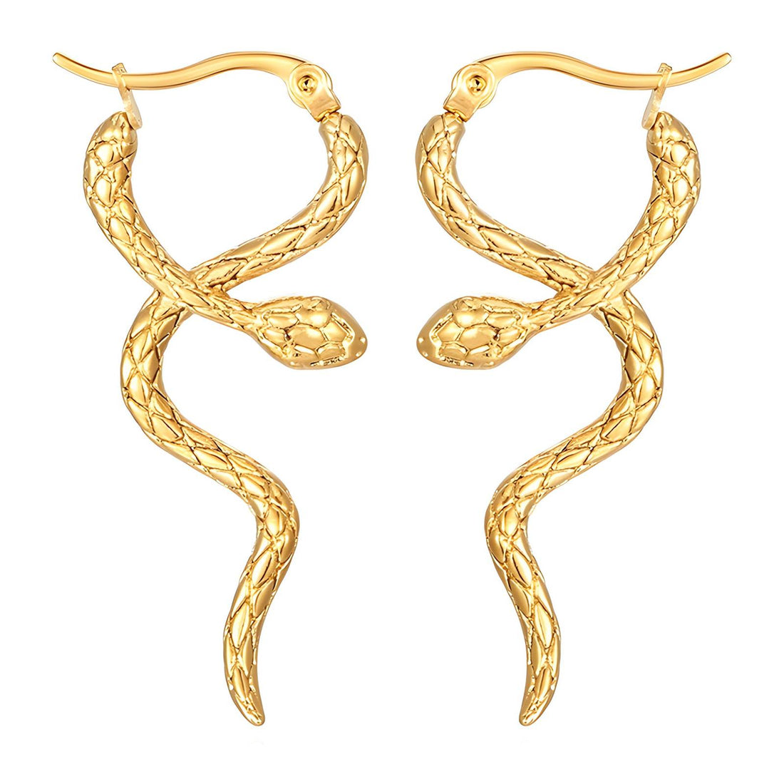 18K gold plated Stainless steel &quot;Snakes&quot; earrings, Intensity - zemarajewelry