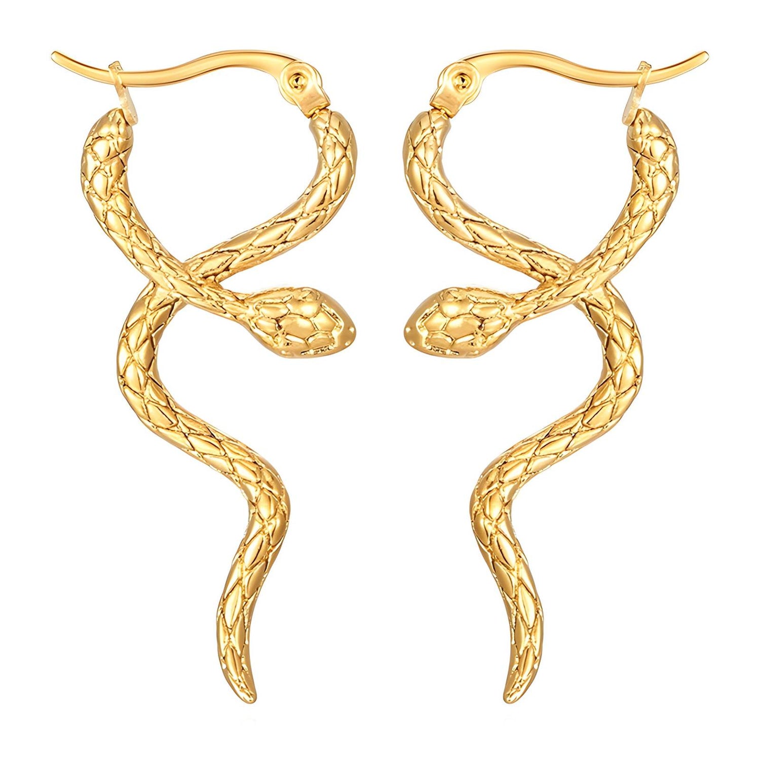 18K gold plated Stainless steel &quot;Snakes&quot; earrings, Intensity - zemarajewelry