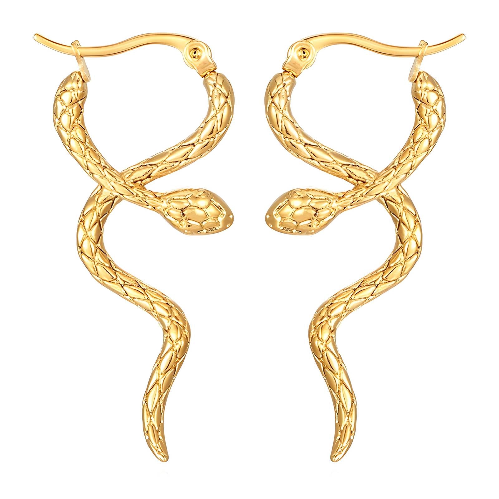 18K gold plated Stainless steel &quot;Snakes&quot; earrings, Intensity - zemarajewelry