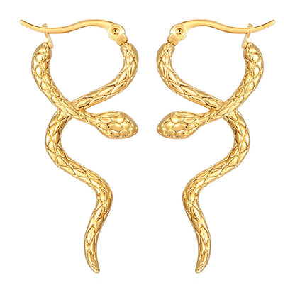 18K gold plated Stainless steel &quot;Snakes&quot; earrings, Intensity - zemarajewelry