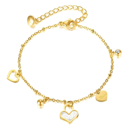 18K gold plated Stainless steel &quot;Hearts&quot; bracelet