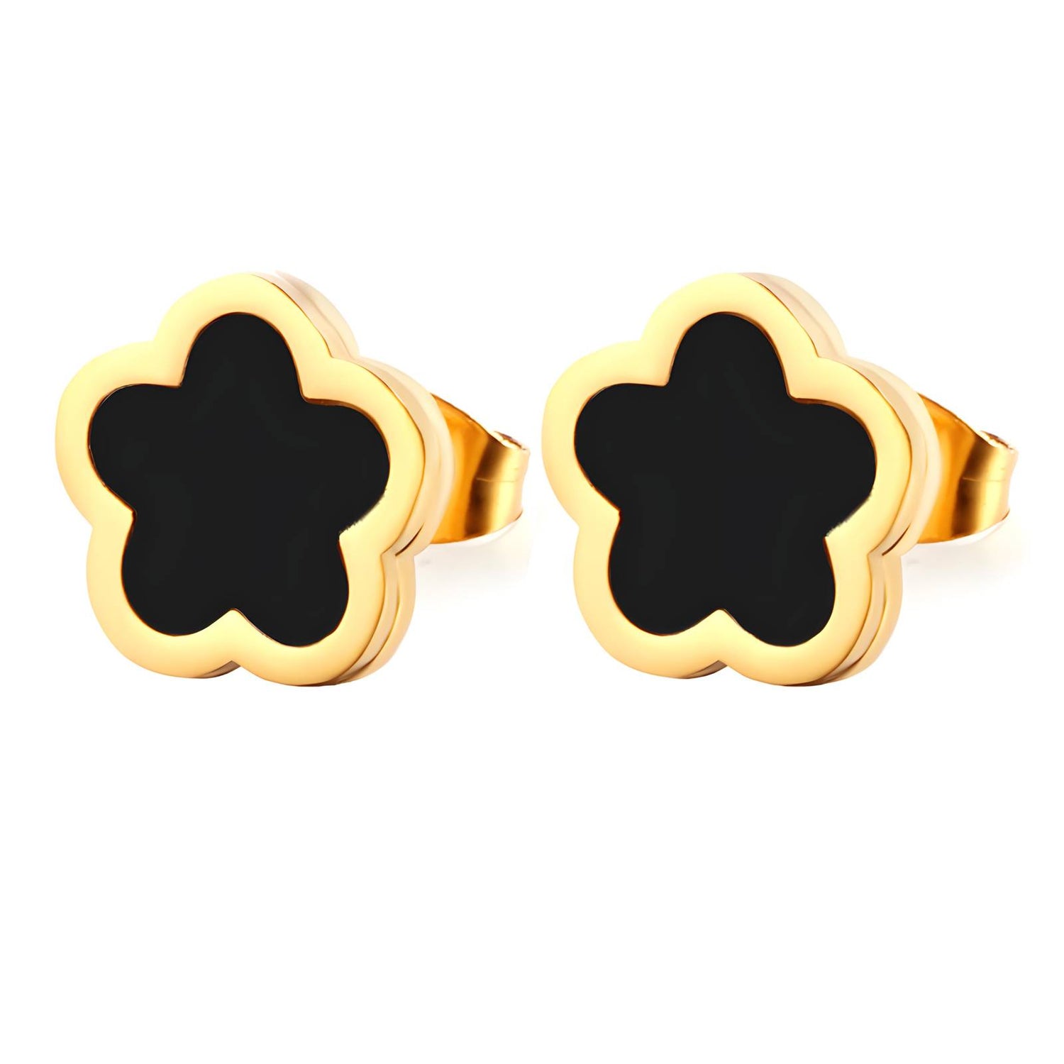 18K gold plated Stainless steel &quot;Flower&quot; earrings, Intensity - zemarajewelry