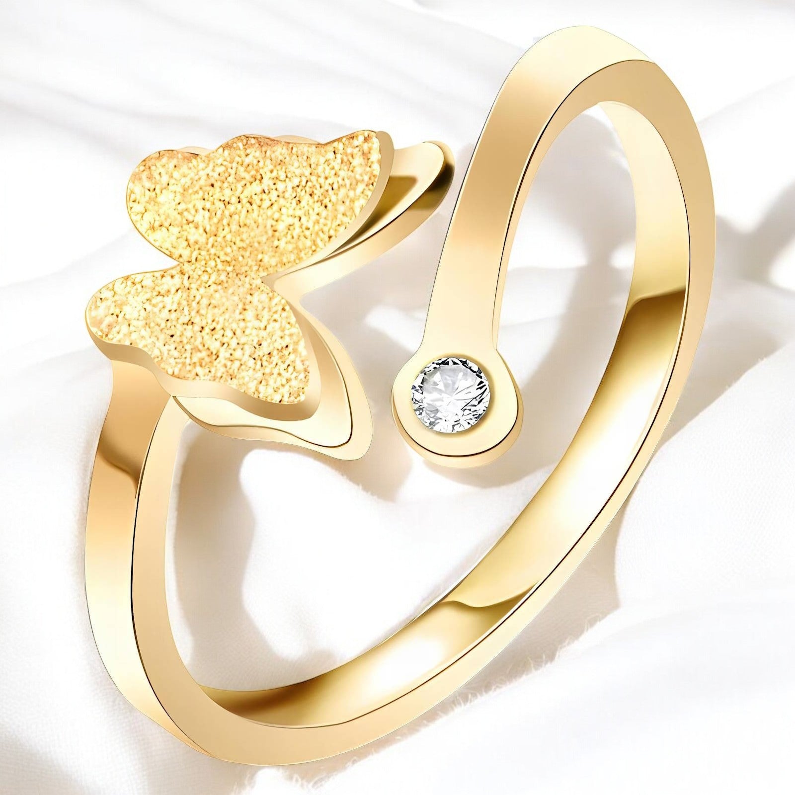 18K gold plated Stainless steel &quot;Butterfly&quot; finger ring