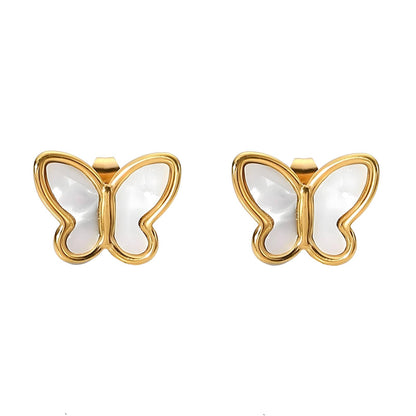 18K gold plated Stainless steel &quot;Butterflies&quot; earrings, Intensity - zemarajewelry