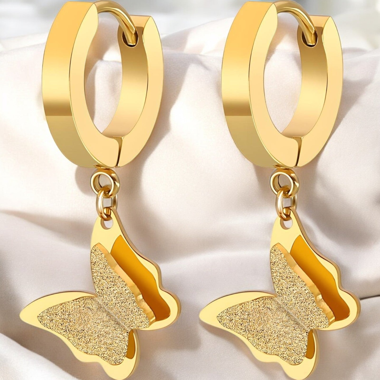 18K gold plated Stainless steel &quot;Butterflies&quot; earrings