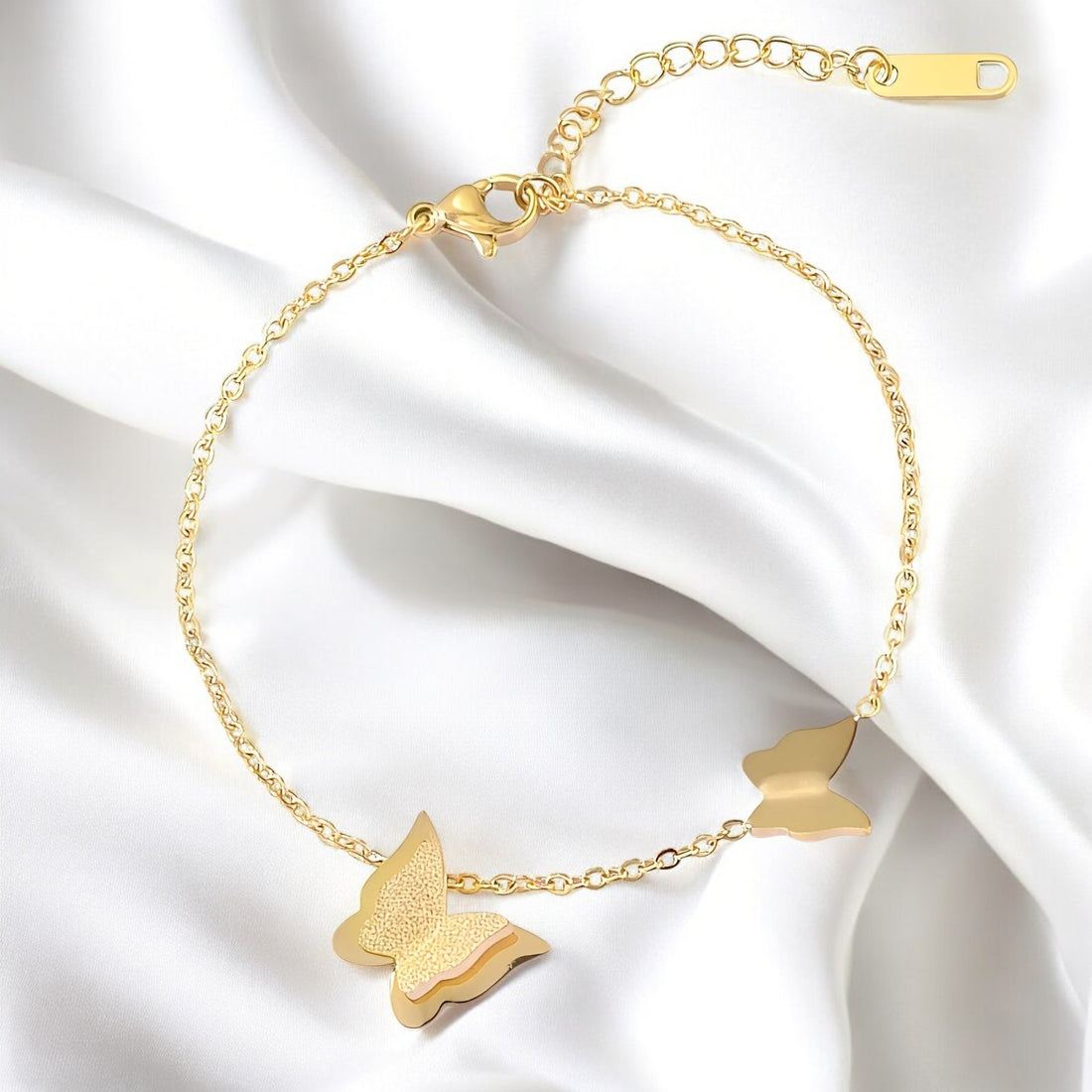 18K gold plated Stainless steel &quot;Butterflies&quot; bracelet