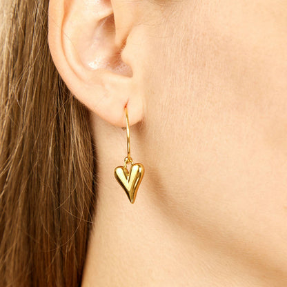 18K gold plated Stainless steel &quot;Hearts&quot; earrings, Intensity - zemarajewelry