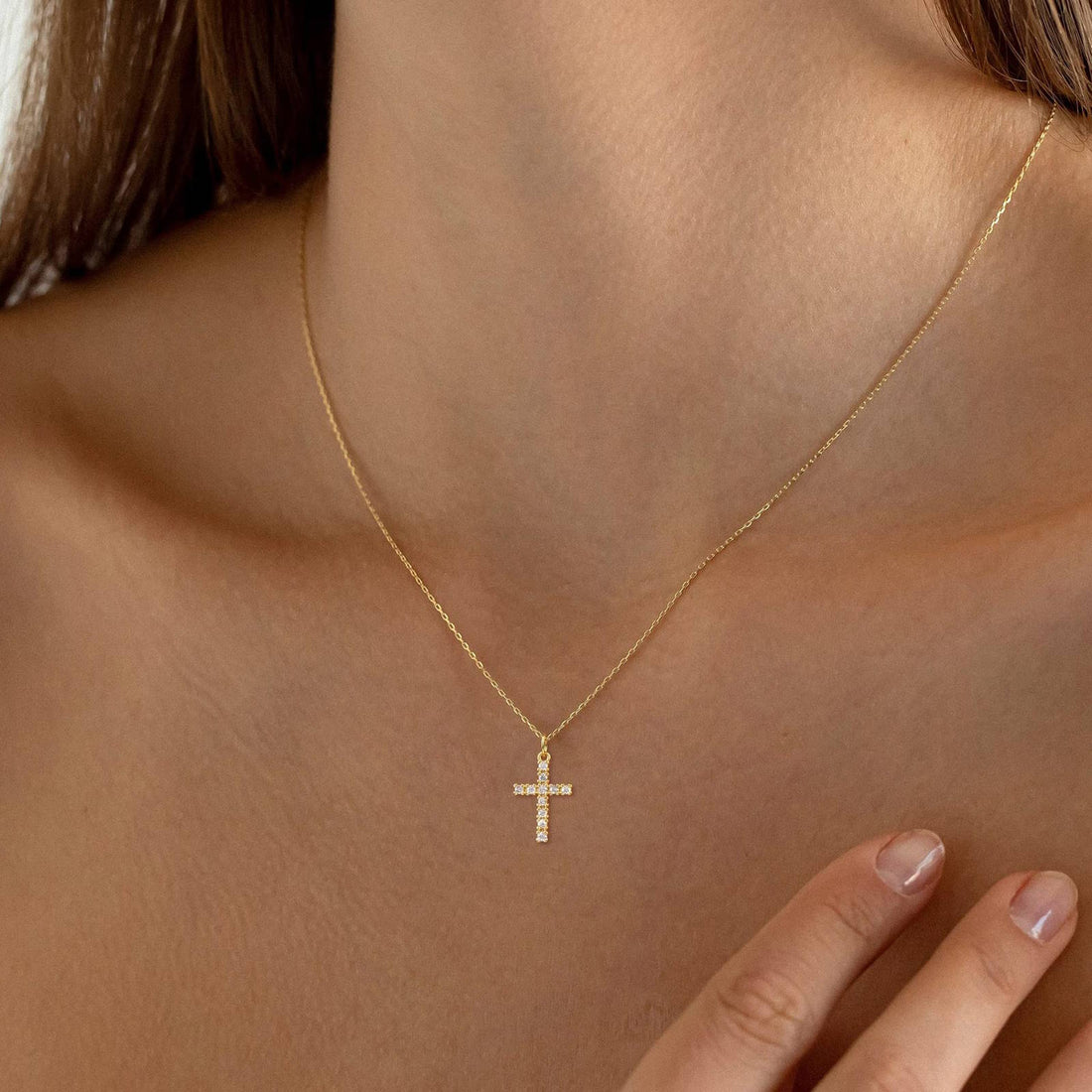 18K gold plated Stainless steel &quot;Crosses&quot; necklace, Intensity - zemarajewelry