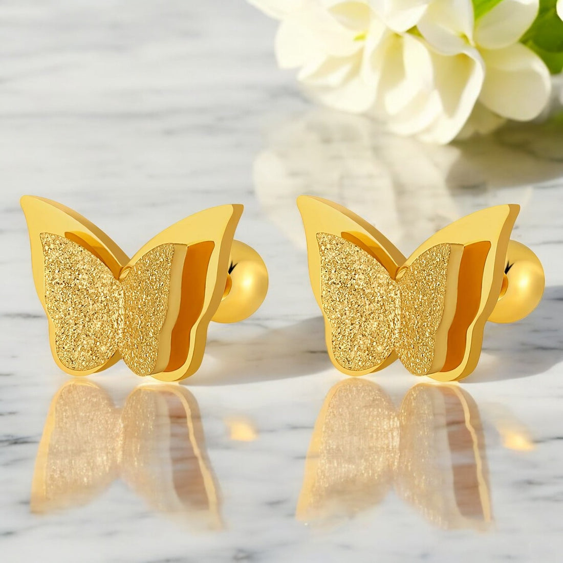 18K gold plated Stainless steel &quot;butterflies&quot; earrings