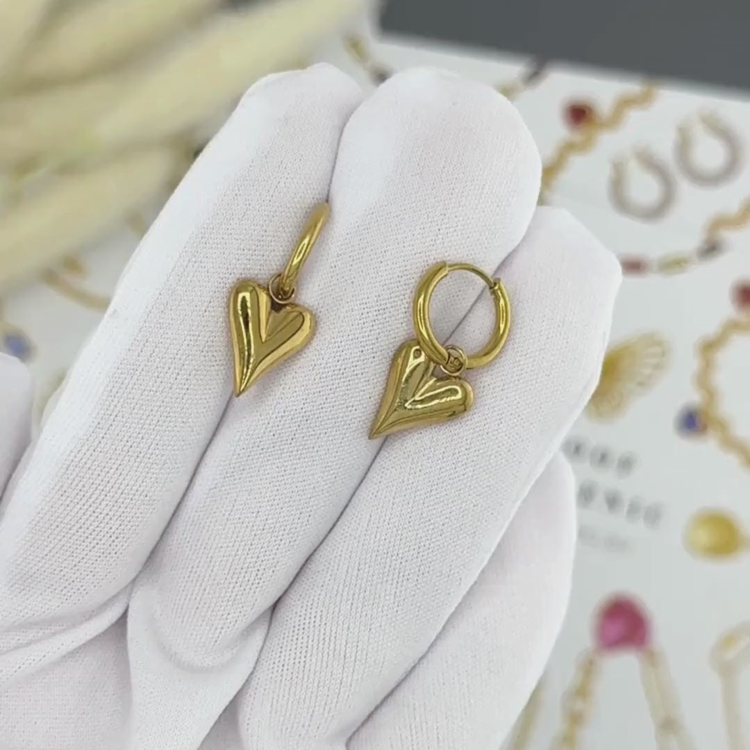 18K gold plated Stainless steel &quot;Hearts&quot; earrings