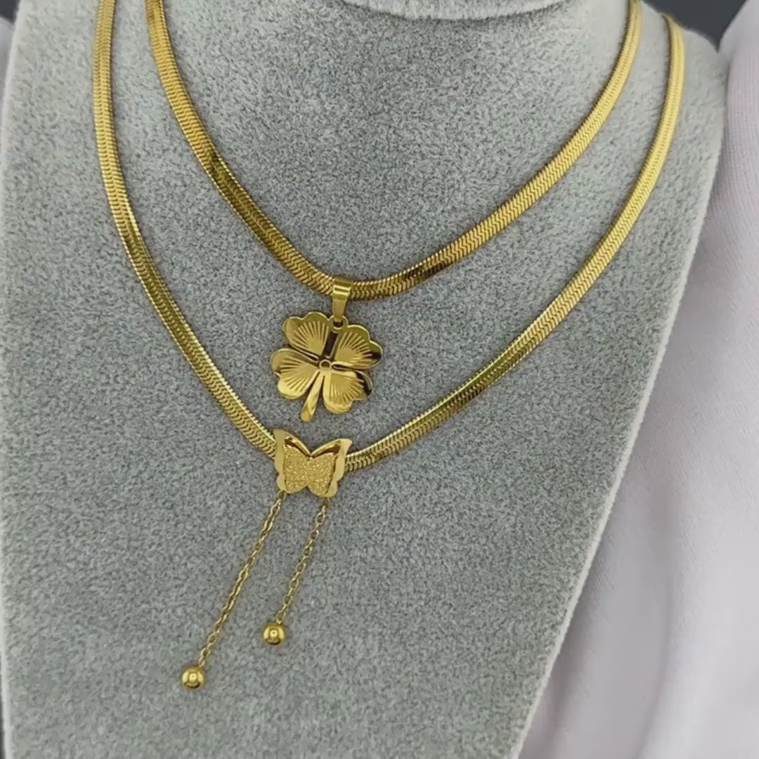 18K gold plated Stainless steel &quot;Butterfly&quot; necklace