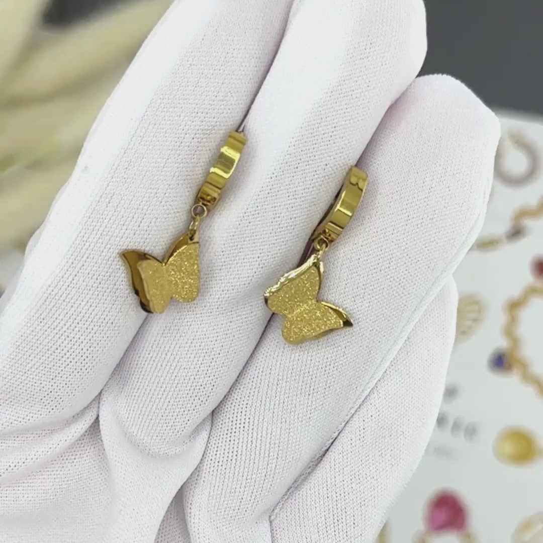 18K gold plated Stainless steel &quot;Butterflies&quot; earrings